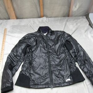 GO LITE Jacket Womens Large Black Pertex Puffer Full Zip Ruched Sides Outdoor